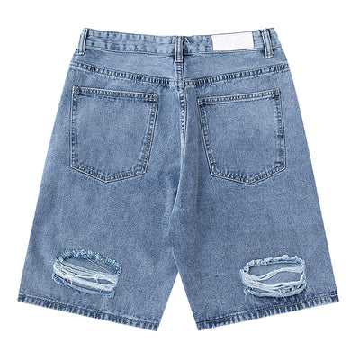Shorts de Mezclilla Rotos Ajustados para Hombre