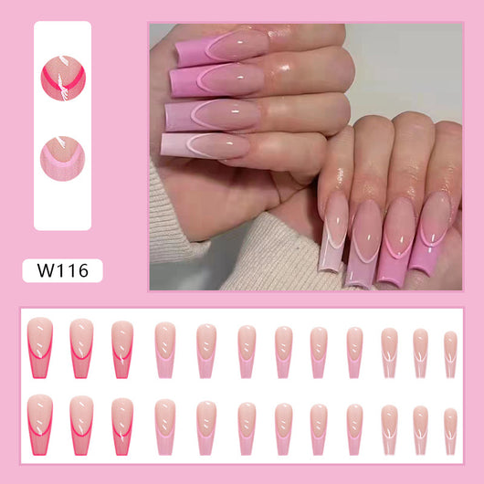 Adhesivos de Uñas Largas con Degradado Rosa - Image 7