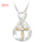 Cross Footprint Diamond Pendant Two Tone Twocolor cross 2PCS