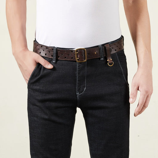 Cinturón de Cuero Genuino Estilo Retro para Hombre - Diseño Versátil y Duradero - Image 3