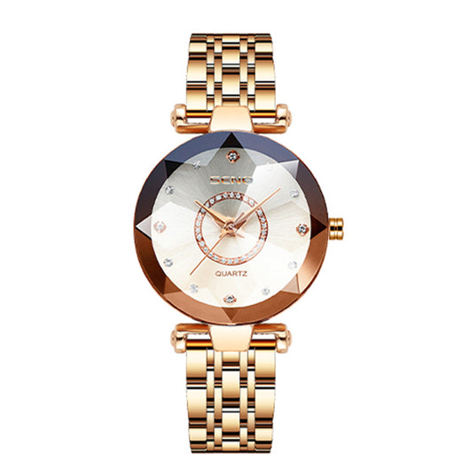 Reloj Impermeable para Mujer con Correa de Acero Inoxidable y Cristal Poligonal - Image 12