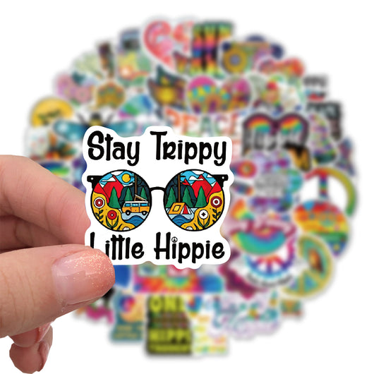50 Pegatinas Hippie Retro Personalizables para Decoración - Image 5