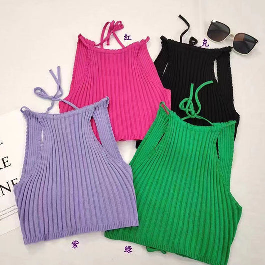 Camiseta Espalda Descubierta Ajustada con Tirantes Cruzados - Image 11