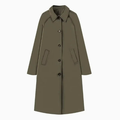 Abrigo Tipo Polo Trench Coat para Mujer Beige Abotonado Simple - Image 10