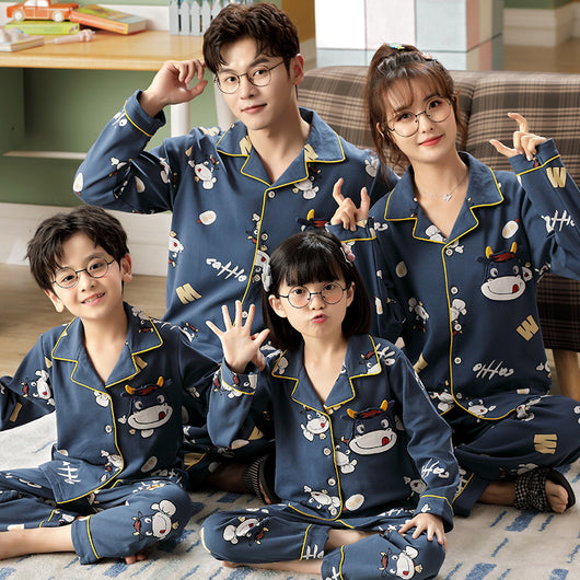 Pijamas Familiares de Algodón - Manga Larga Primavera Otoño - Image 17