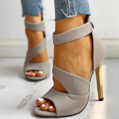Sandalias Stiletto Romanas con Boca de Pez y Cierre de Cremallera - Image 3