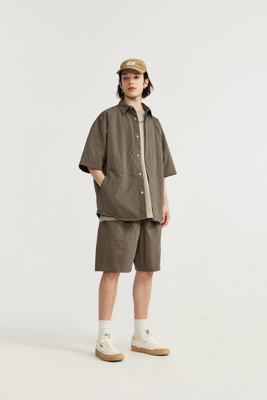 Camisa Estilo Japonés con Textura Jacquard Rombos y Cuadros - Image 19