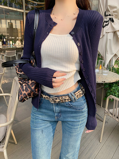 Cardigan Tejido Abotonado para Mujer con Chaleco Integrado - Image 40