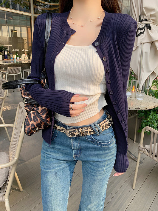 Cardigan Tejido Abotonado para Mujer con Chaleco Integrado - Image 40