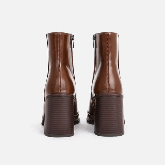 Botas Tobilleras de Cuero con Tacón Grueso y Suela Reforzada Impermeables - Image 2
