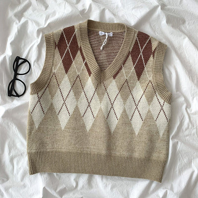 Chaleco V-Neck Retro Japonés Estilo Universitario Oversize - Image 8