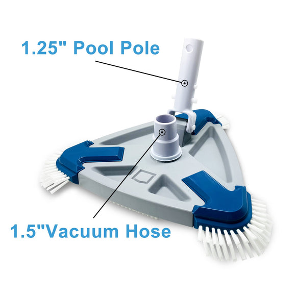 Cepillo Triangular Manual con Succión para Limpieza de Piscinas