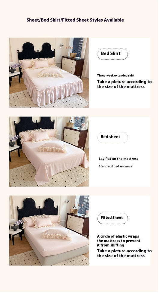 Juego de Cama Cuatro Piezas con Encaje Bordado en Algodón Chiffon - Image 13