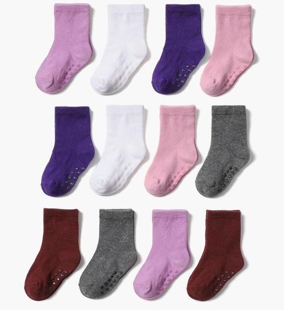 Calcetines Antideslizantes de Algodón para Niños - Colores Sólidos