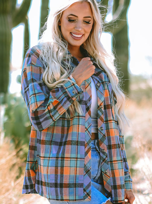 Camisa Cuadros Casual Suelta con Múltiples Hebillas para Mujer - Image 10
