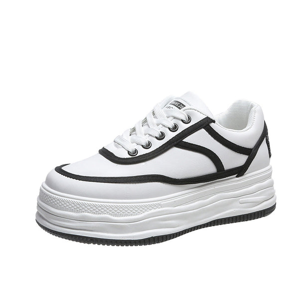 Zapatillas Blancas Mujer Suela Gruesa Estilo Coreano