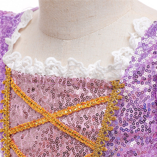 Vestido de Princesa Rapunzel con Mangas Abullonadas en Púrpura - Image 15