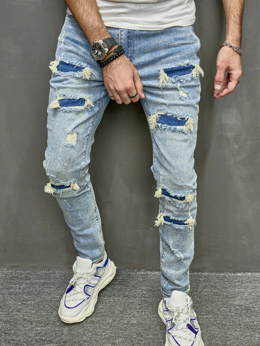 Pantalones Vaqueros Skinny Ajustados para Hombre con Efecto Desgastado - Image 5