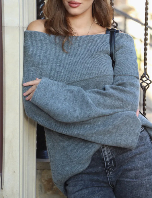 Suéter Ajustado Hombros Descubiertos para Mujer - Diseño Minimalista Invierno - Image 14