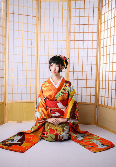 Kimono Formal Nubes Auspiciosas y Grúas - Diseño Tradicional Jinxiutu - Image 10