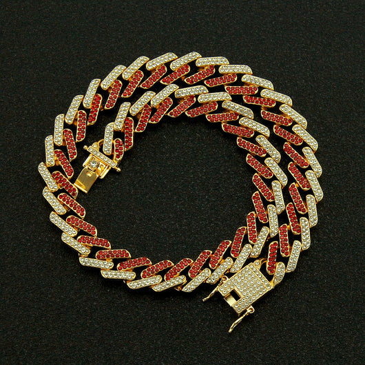 Collar Cadena Cubana Cuadrada con Diamantes Geométricos para Hombre - Image 16
