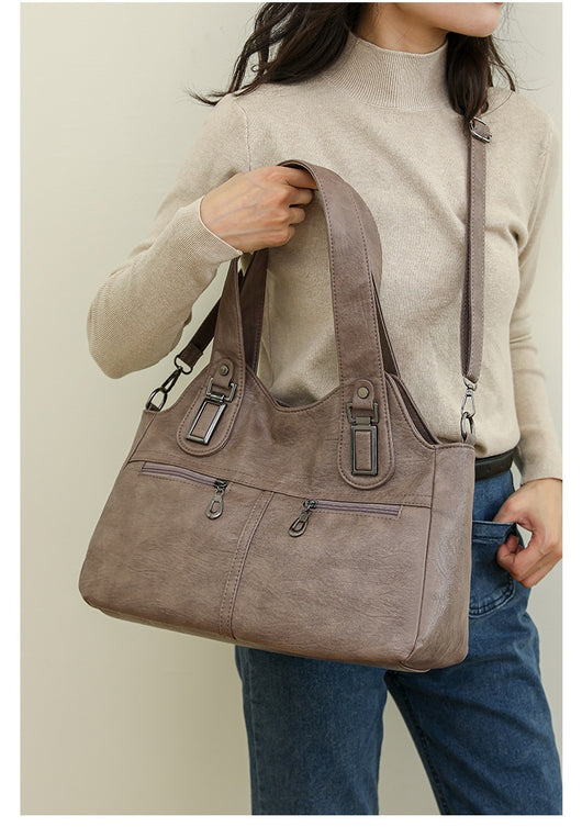 Bolso de Cuero Suave Gran Capacidad Estilo Retro Vintage - Image 14