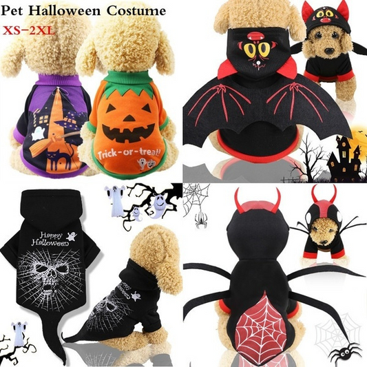 Ropa de Mascota Temática Halloween - Gato Negro, Araña y Calabaza