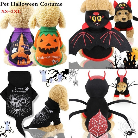Ropa de Mascota Temática Halloween - Gato Negro, Araña y Calabaza