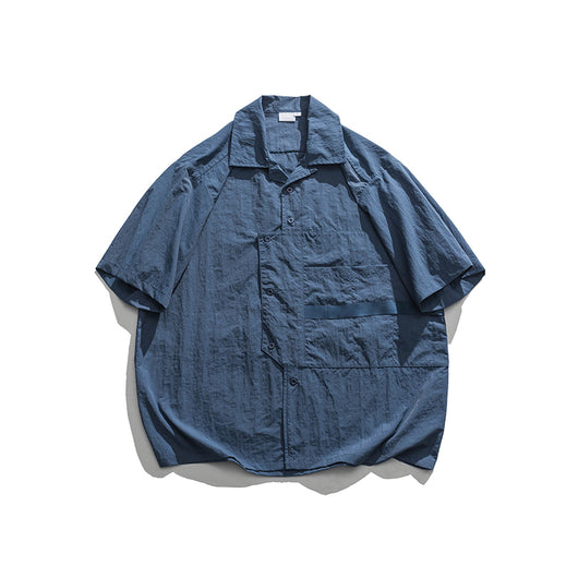 Camisa Vintage Azul Estilo Cubano con Bolsillos Grandes - Perfecta para Verano - Image 7