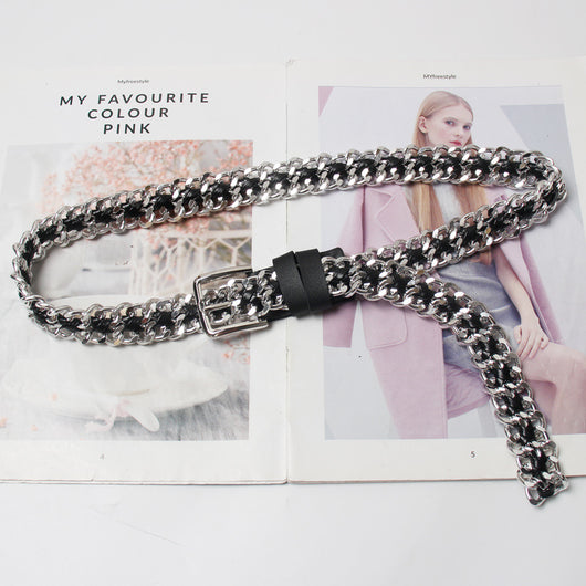 Cinturón Metálico Tejido para Mujer - Cadena de Moda Versátil - Image 6