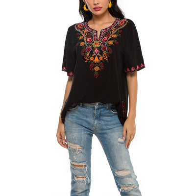 Blusa Suelta Estampada con Bordados Artesanales - Image 5