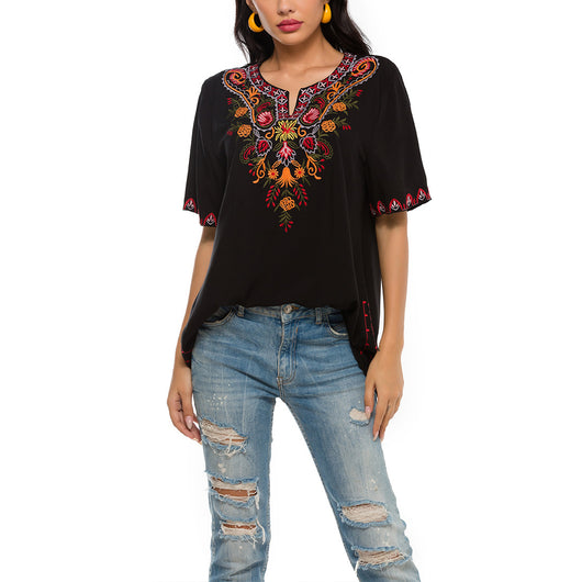 Blusa Suelta Estampada con Bordados Artesanales - Image 5