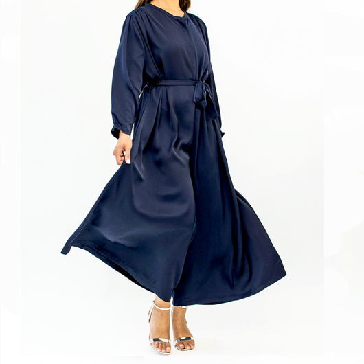 Jumpsuit Talla Grande Satinado Manga Larga Cintura Ancha para Mujer - Image 11