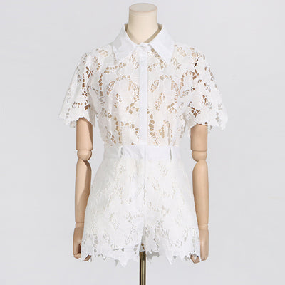 Conjunto de Dos Piezas: Blusa Tipo Solapa y Shorts Casuales para Mujer - Image 9