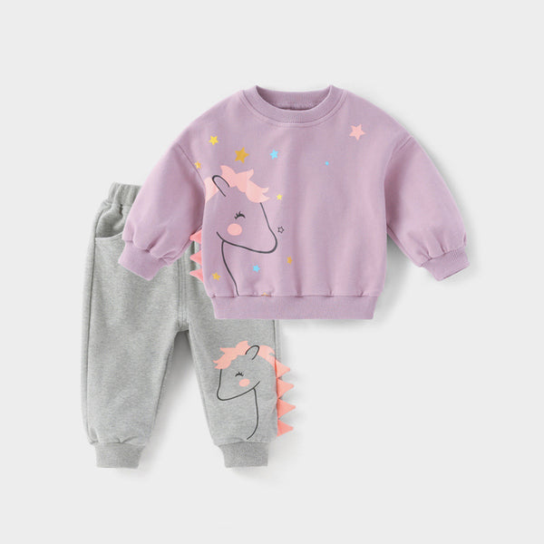 Conjunto de Dos Piezas Estampado para Bebé Niño y Niña con Manga Larga