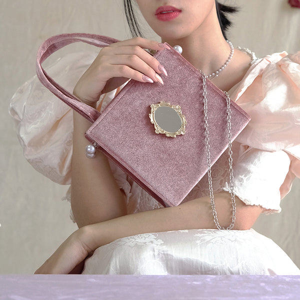 Bolso Messenger Cuadrado Retro Literario con Cadena para Mujer