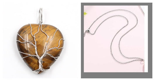 Colgante Corazón Melocotón Cristal Natural Árbol de la Vida para Parejas - Image 21