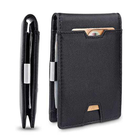 Cartera Minimalista de Cuero Fibra con Clip para Dinero y Tarjetas