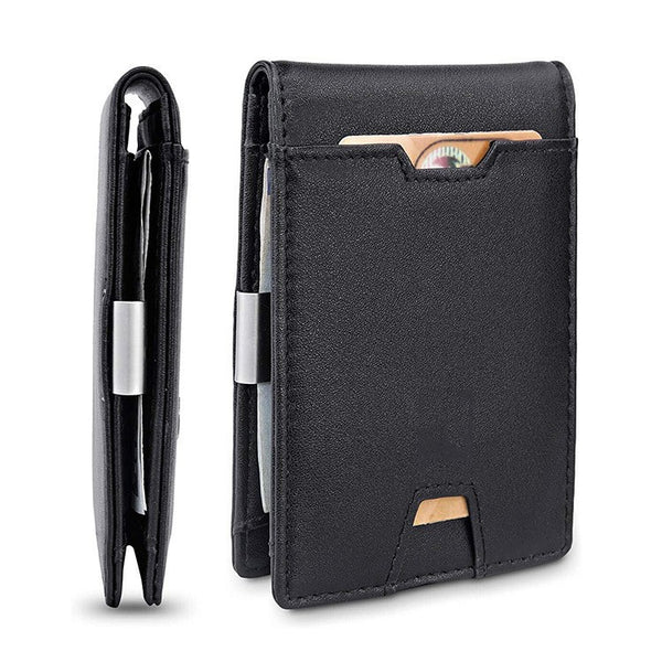 Cartera Minimalista de Cuero Fibra con Clip para Dinero y Tarjetas