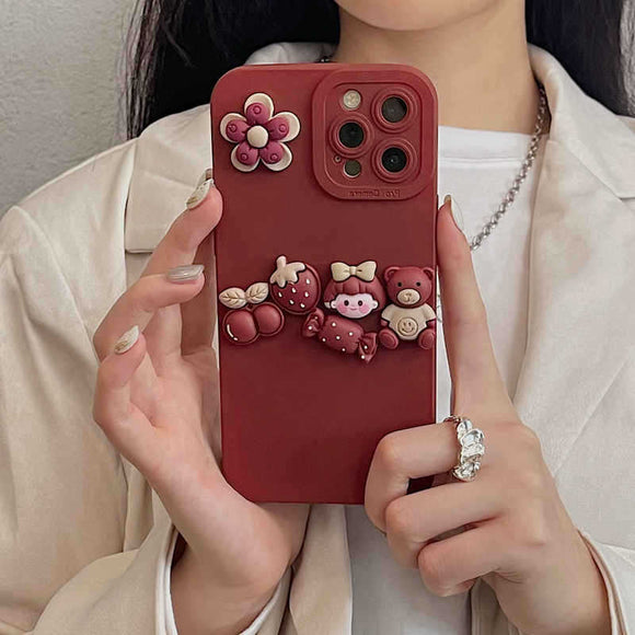 Funda Protectora para Celular con Oso 3D Adorable