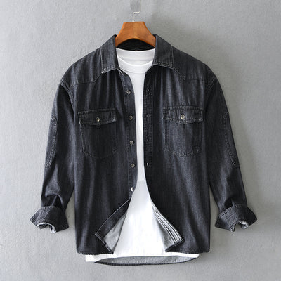 Camisa Denim Holgada Estilo Japonés Talla Grande Manga Larga - Image 6