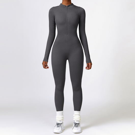 Jumpsuit Deportivo de Yoga Manga Larga con Cierre y Control Abdominal - Image 3