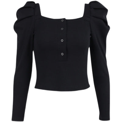 Blusa Tejida Cuello Francés con Mangas Abullonadas para Mujer - Image 11