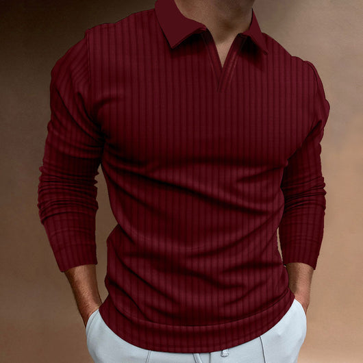 Camisa Casual Ejecutiva de Manga Larga con Solapa - Colores Sólidos para Hombre - Image 15