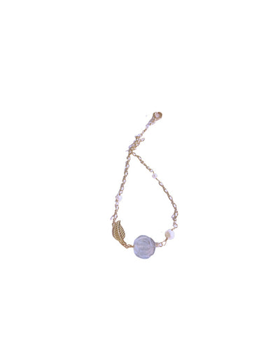 Pulsera Rosa Moonlight Gris con Hoja de Oro - Image 4
