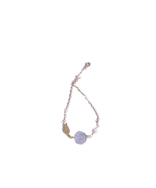 Pulsera Rosa Moonlight Gris con Hoja de Oro - Image 4