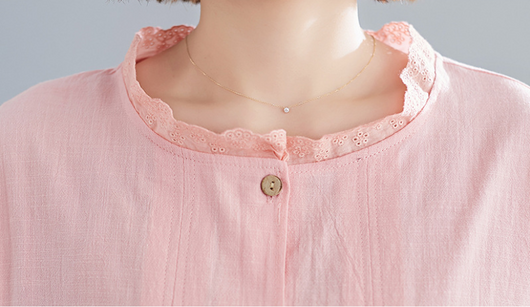 Blusa Oversized con Encaje Bordado en Cuello y Mangas Largas - Image 13