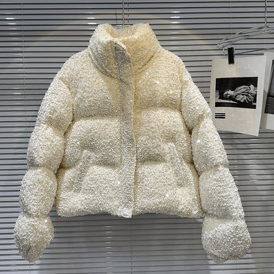 Abrigo Acolchado Brillante con Relleno de Plumón para Mujer - Image 3