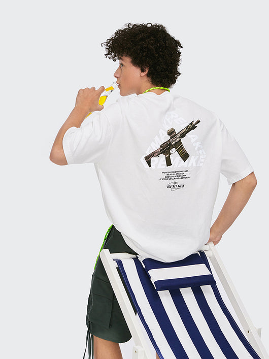Camiseta Suelta Hombro Caído con Estampado Triángulo - Diseño Urbano Versátil - Image 6