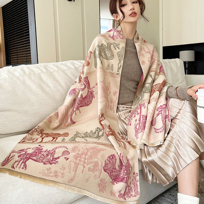 Bufanda de Cachemira Elegante Estilo Nacional Reversible Jacquard Doble Cara - Image 30